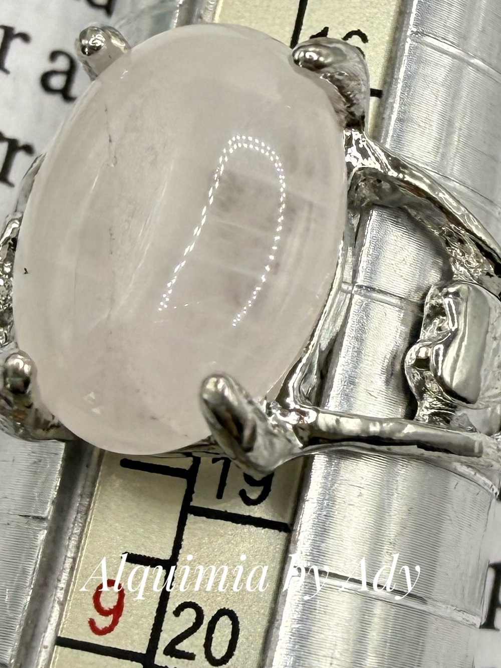 SOFT Rose Quartz Oval Silver Color Statement Ring
